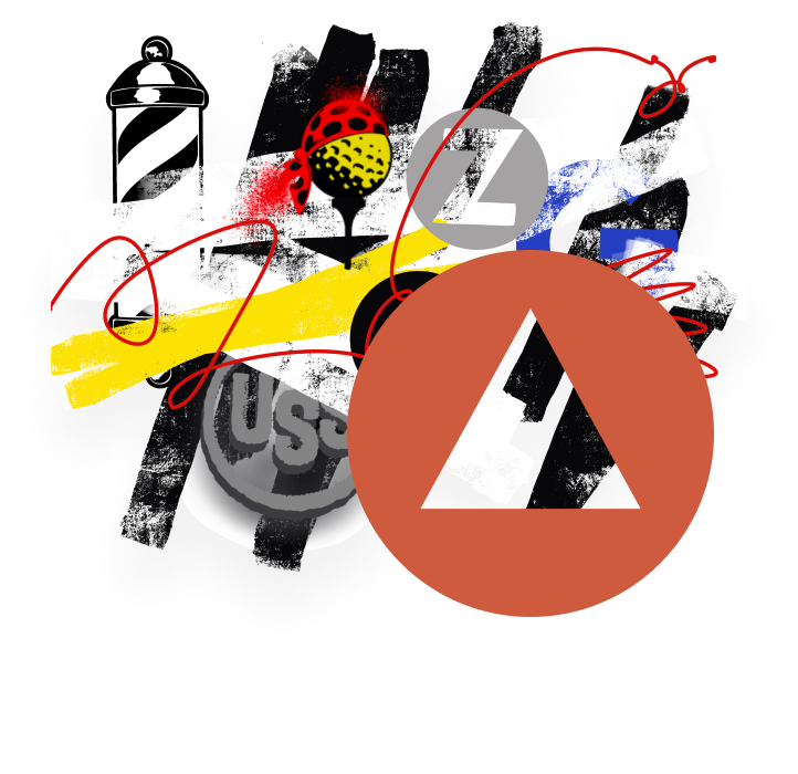 Abstract graphic with graffiti-style elements.