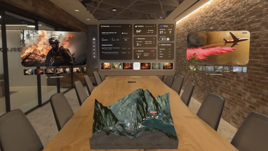 Screenshot of the FireOps app on the Vision Pro