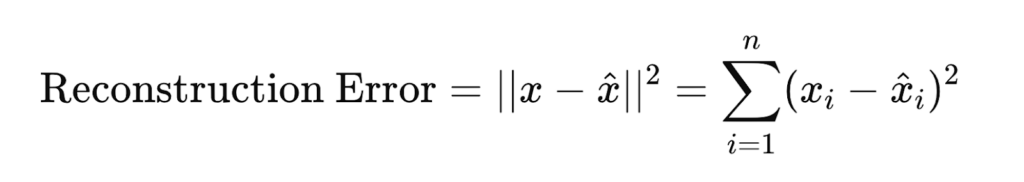 The formula for reconstruction error
