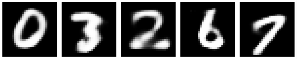 An image of five grayscale numbers next to each other