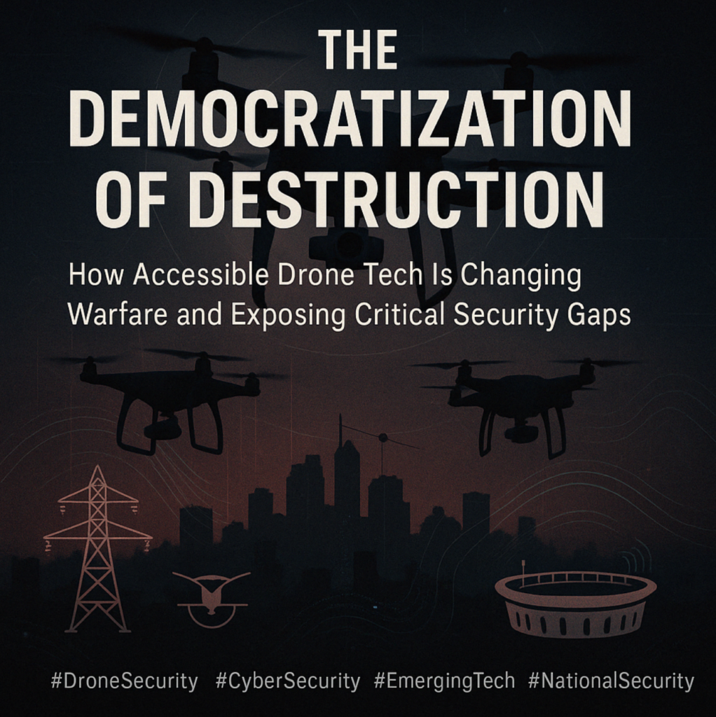 A blog poster about drone warfare with hashtags